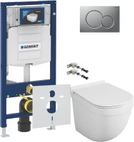 Комплект Унитаз подвесной Owl 1975 Eld TOWLT190101 безободковый + Крепления Geberit Duofix 111.815.00.1 к стене + Звукоизоляция + Инсталляция UP 320 111.300.00.5 + Кнопка Sigma 01 115.770.JQ.5 лакированная, матовый хром