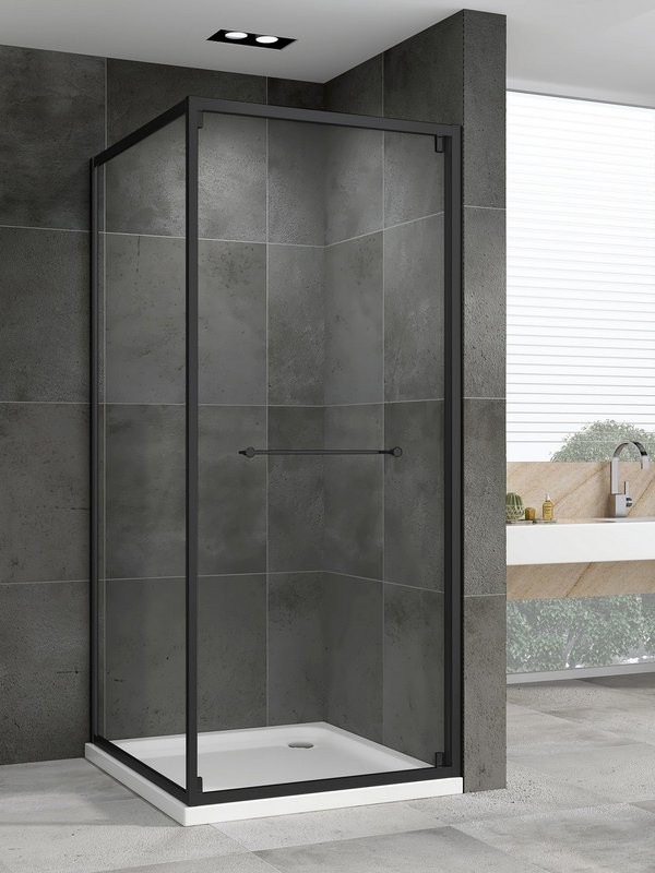 Душевой уголок Abber Schwarzer Diamant AG0A100B 100х100 см, профиль матовый черный, стекло прозрачное