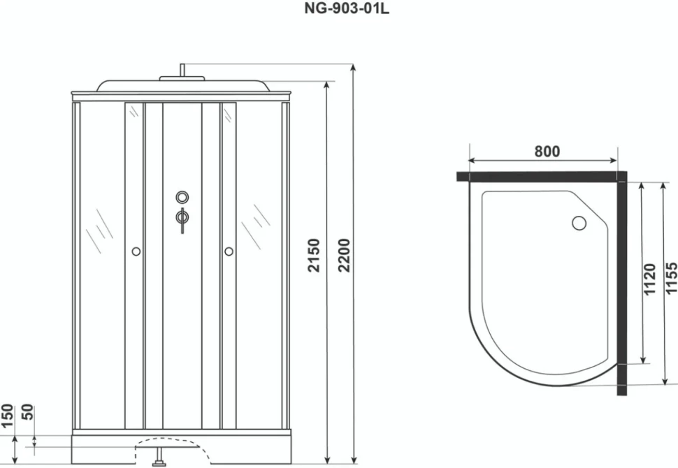 Душевая кабина Niagara NG-903-01 L 120х80х220 левая, с сиденьем