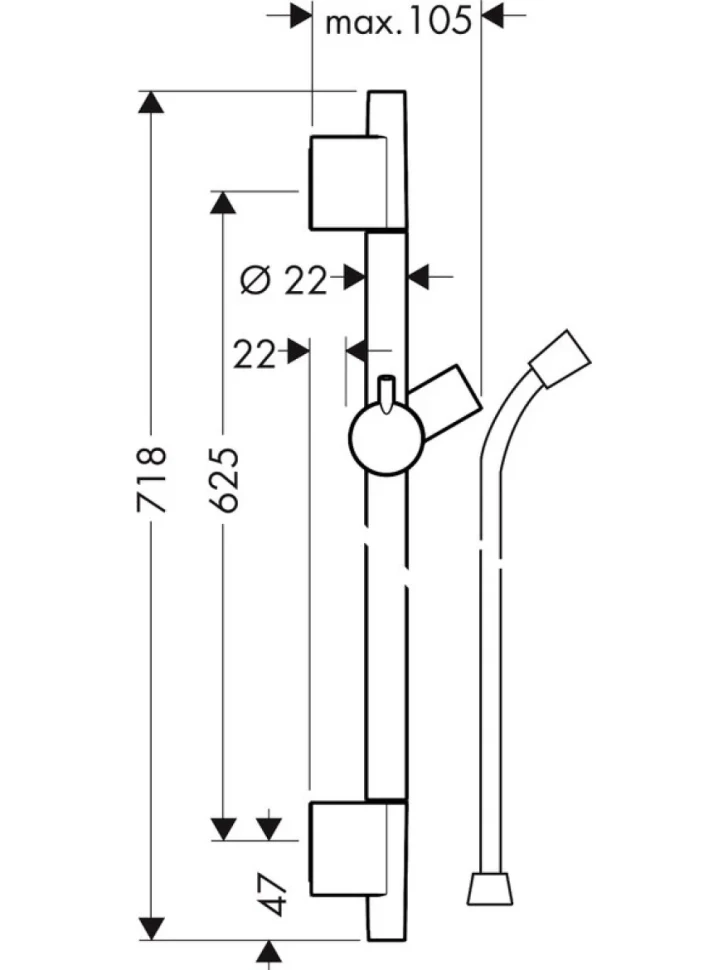 Душевая штанга Hansgrohe Unica 28632990 65 см, полированное золото