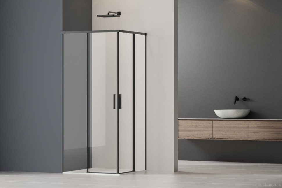 Душевой уголок Vincea Soft 2 VSS-3SO2900CLB 90x90, профиль черный, стекло прозрачное
