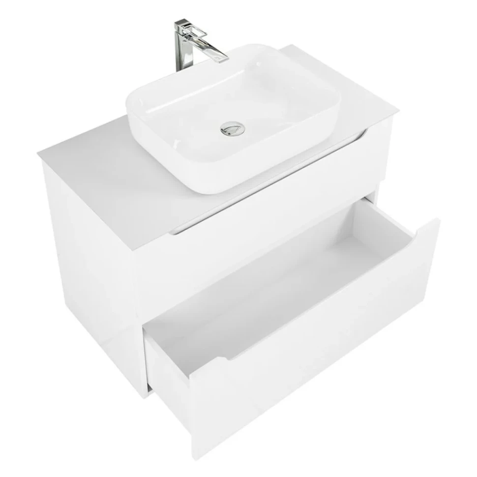 Тумба под раковину со столешницей BelBagno Etna 80 2 ящика, bianco lucido