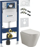 Комплект Унитаз подвесной Ceramicanova Highlight Rimless CN1804 с микролифтом, безободковый + Крепления Geberit Duofix 111.815.00.1 к стене + Звукоизоляция + Инсталляция UP 320 111.300.00.5 + Кнопка Sigma 01 115.770.11.5 белая