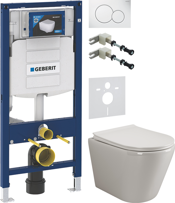 Комплект Унитаз подвесной Ceramicanova Highlight Rimless CN1804 с микролифтом, безободковый + Крепления Geberit Duofix 111.815.00.1 к стене + Звукоизоляция + Инсталляция UP 320 111.300.00.5 + Кнопка Sigma 01 115.770.11.5 белая