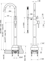 Напольный смеситель для ванны с душем Paini Cox 78PJ136LM брашированное золото Напольный смеситель для ванны с душем Paini Cox 78PJ136LM брашированное золото