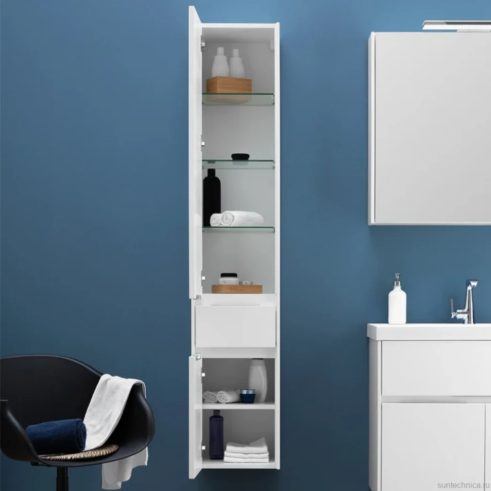 Шкаф пенал для ванной Aquanet Латина 35 L белый