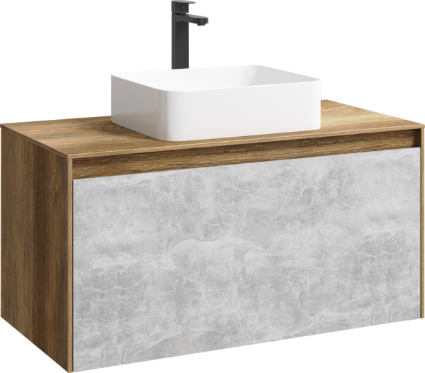 Тумба с раковиной Aqwella 5 stars Mobi 100 дуб балтийский, бетон светлый