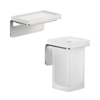 Набор Стакан Colombo Design Over B7002.satin + Мыльница B7001.satin Набор Стакан Colombo Design Over B7002.satin + Мыльница B7001.satin