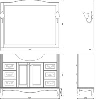 Мебель для ванной комнаты ValenHouse Эллина 120 слоновая кость, фурнитура бронза