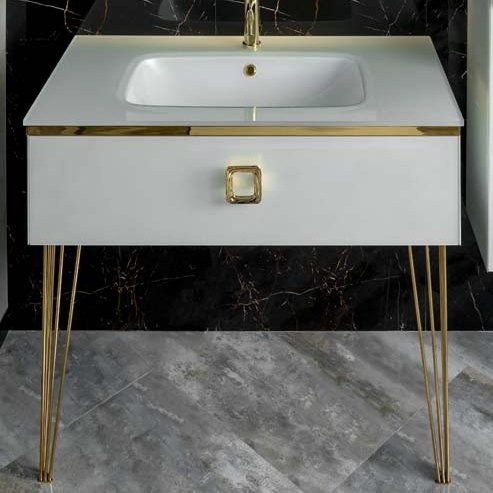 Тумба под раковину Armadi Art Lucido 100 жемчужная белая