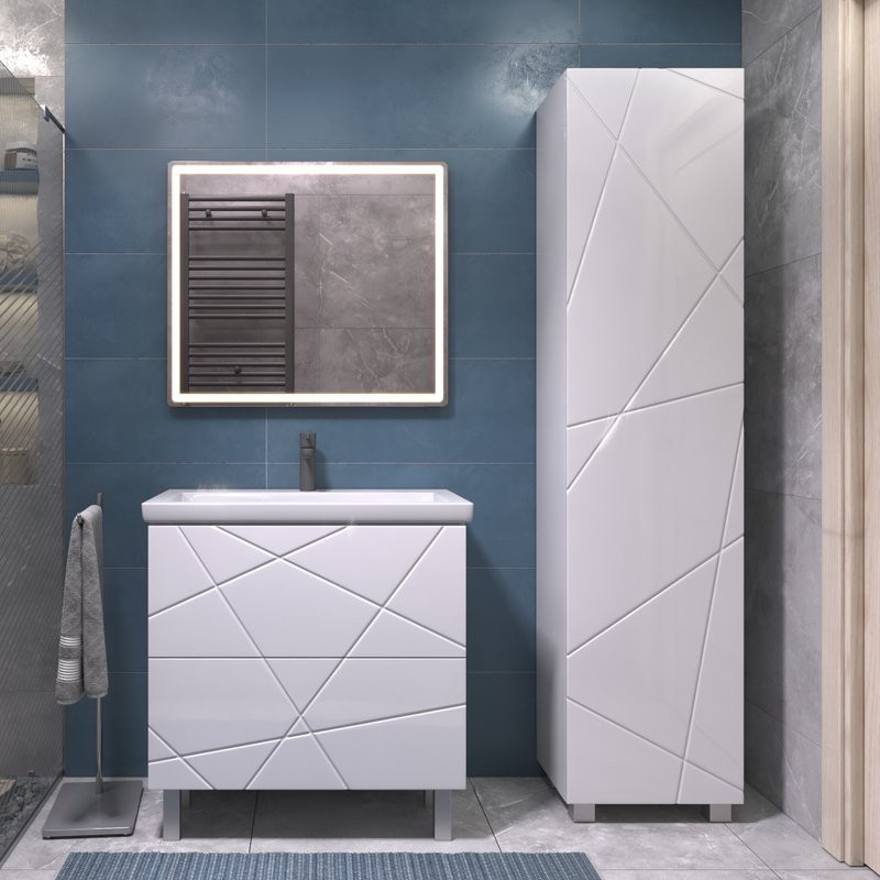 Мебель для ванной комнаты Vigo Geometry 80 напольная, белая, раковина Como 80