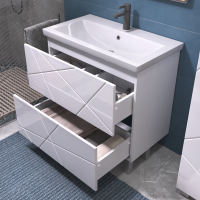 Мебель для ванной комнаты Vigo Geometry 80 напольная, белая, раковина Como 80