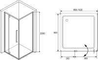 Душевой уголок RGW Stilvoll SV-03+90 см (99-102)x90x200 профиль хром, стекло прозрачное