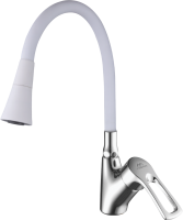 Смеситель для кухни Fashun A4466+A7356 с гибким изливом, хром, белый