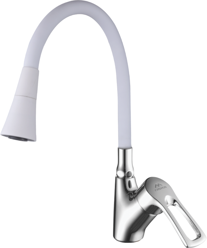 Смеситель для кухни Fashun A4466+A7356 с гибким изливом, хром, белый