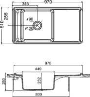 Комплект Мойка AQUATON Беллис 97 графит + Измельчитель Emar