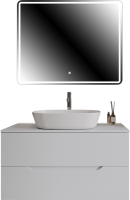 Мебель для ванной комнаты Orange Line 100 подвесная, 2 ящика, матовая белая с раковиной B08-500W