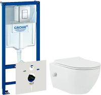 Комплект  Унитаз подвесной beWash Bogen 88343601 со смесителем, системой микролифт, белый + Система инсталляции для унитазов Grohe Rapid SL 38772001,