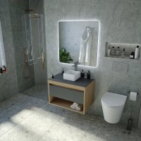 Тумба с раковиной Teymi Ritta 65 дуб эврика, матовый графит, раковина Helmi Mini 24