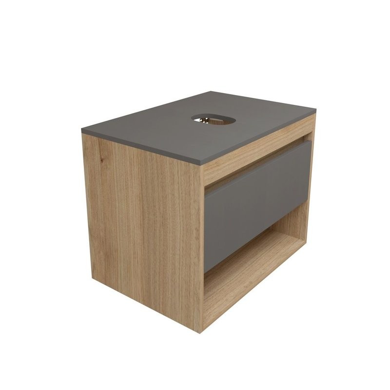 Тумба с раковиной Teymi Ritta 65 дуб эврика, матовый графит, раковина Helmi Mini 24
