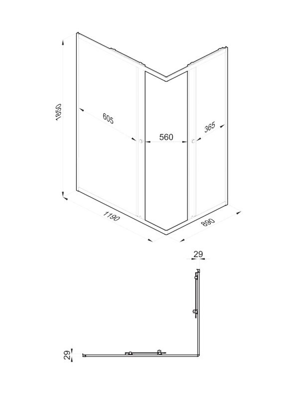 Душевой уголок Triton Вента Блэк Щ0000074411 120х90, стекло прозрачное, профиль матовый черный