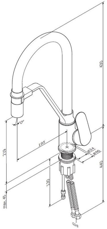 Смеситель для кухни AM.PM Like F8007827 с гибким изливом, синий