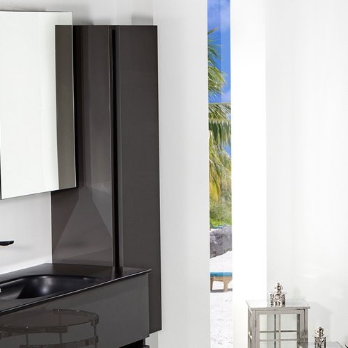 Шкаф пенал для ванной Armadi Art Vallessi антрацит, глянец