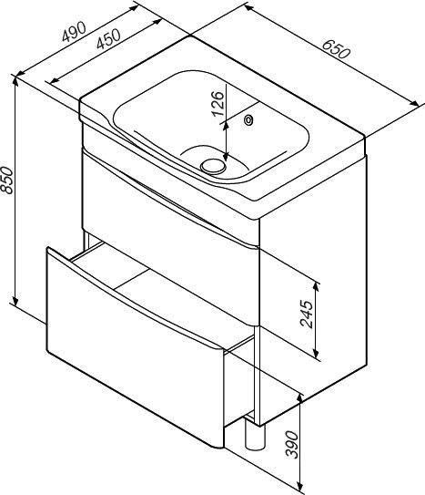 Мебель для ванной комнаты AM.PM Like 65 напольная, белый глянец