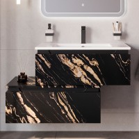 Тумба с раковиной Cezares Slider 80 подвесная, 2 ящика, черный фьюжн