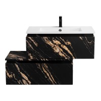 Тумба с раковиной Cezares Slider 80 подвесная, 2 ящика, черный фьюжн