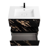 Тумба с раковиной Cezares Slider 80 подвесная, 2 ящика, черный фьюжн