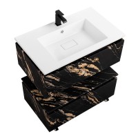 Тумба с раковиной Cezares Slider 80 подвесная, 2 ящика, черный фьюжн