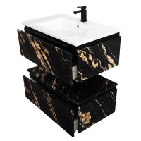 Тумба с раковиной Cezares Slider 80 подвесная, 2 ящика, черный фьюжн