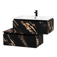 Тумба с раковиной Cezares Slider 80 подвесная, 2 ящика, черный фьюжн