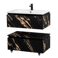 Тумба с раковиной Cezares Slider 80 подвесная, 2 ящика, черный фьюжн