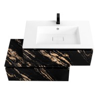 Тумба с раковиной Cezares Slider 80 подвесная, 2 ящика, черный фьюжн