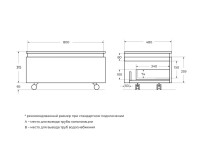 Тумба с раковиной Cezares Slider 80 подвесная, 2 ящика, черный фьюжн