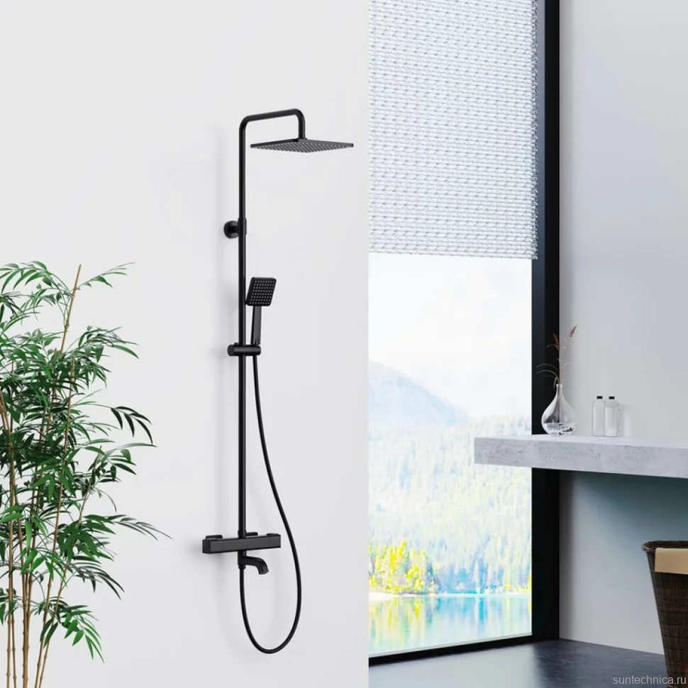 Душевая стойка Gappo G91 G2491-6 с термостатом, черная
