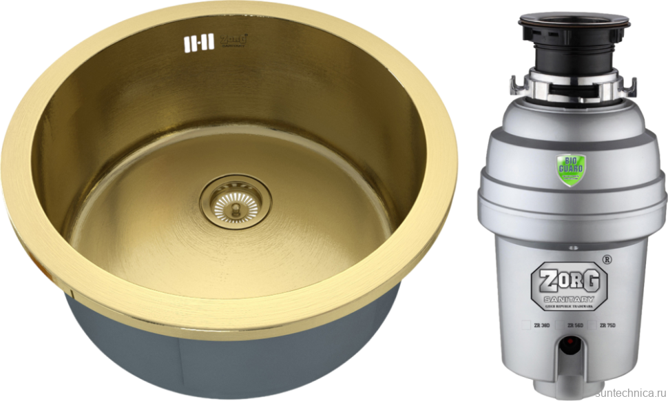 Комплект Мойка Zorg Inox PVD SZR-500-BRONZE + Измельчитель Inox D