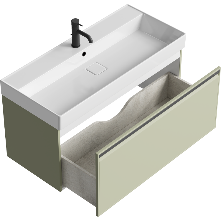 Тумба с раковиной Aqwella Pure 100 шалфей зелёный