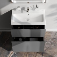 Тумба с раковиной AM.PM Gem 75 графит матовый, напольная, с 2 ящиками