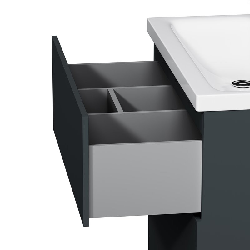 Тумба с раковиной AM.PM Gem 75 графит матовый, напольная, с 2 ящиками