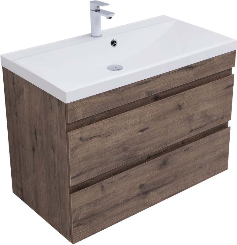 Тумба под раковину без столешницы Aquanet Нота new 90 подвесная, дуб веллингтон табак