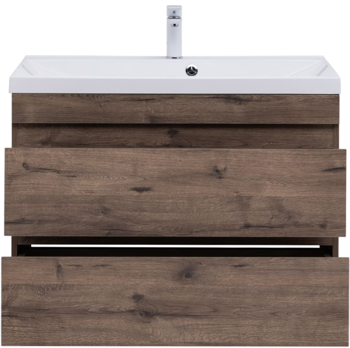 Тумба под раковину без столешницы Aquanet Нота new 90 подвесная, дуб веллингтон табак