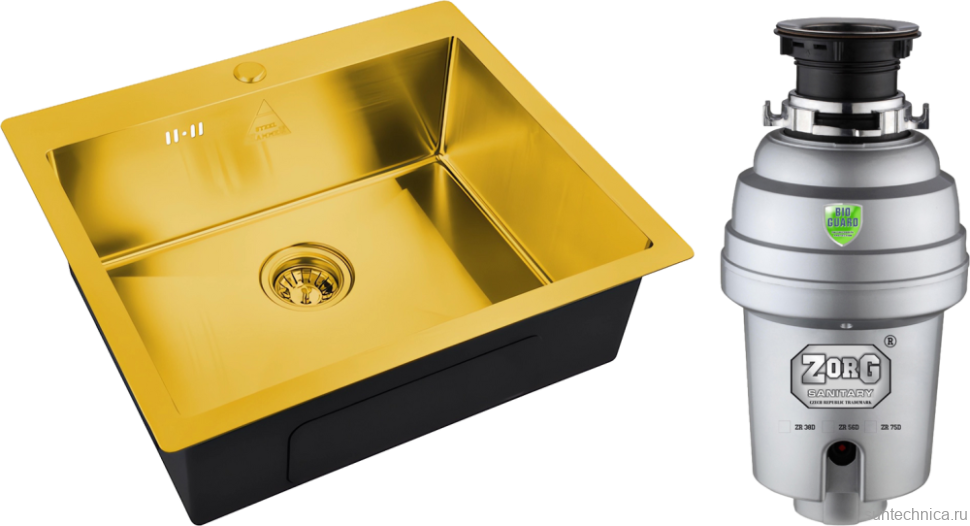 Комплект Мойка Zorg Steel Hummer SH 5951 BRONZE + Измельчитель Inox D