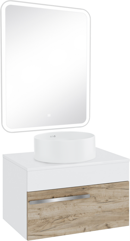 Мебель для ванной комнаты Runo Вудлайн 65 крафтовый дуб, раковина Palla 40