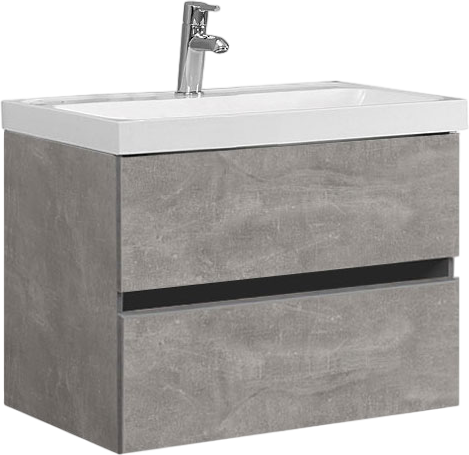 Тумба с раковиной Belux Бостон 70 подвесная, бетон чикаго свело-серый, 2 ящика