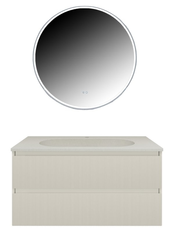 Мебель для ванной комнаты Vincea Welle 100 m.beige soft-touch, раковина VCB-4H100J жасмин