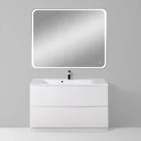 Мебель для ванной комнаты BelBagno Marino 100 bianco lucido, напольная, зеркало DIWO Коломна