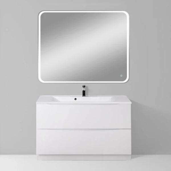 Мебель для ванной комнаты BelBagno Marino 100 bianco lucido, напольная, зеркало DIWO Коломна
